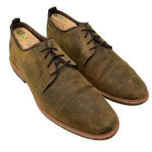 Warfield & Grand Shoes Mens 9.5 Olive Suede Cap Toe Derby Leather Dress Casual